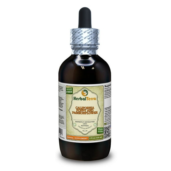 California Poppy And Passionflower Absolutely Natural, Expertly Extracted by Trusted HerbalTerra Brand Certified Organic Alcohol-Based Liquid Extract. Proudly made in USA. Tincture 4 Fl.Oz