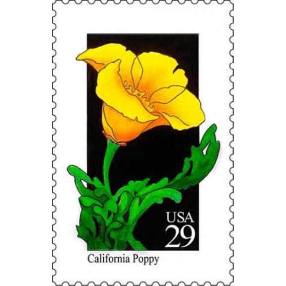 California Poppy Canvas Art - US POSTAL SERVICE (24 x 36)