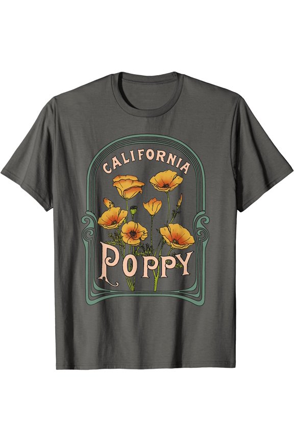 California Poppy Creative Outline and Picture T-Shirt, Unisex T-Shirt