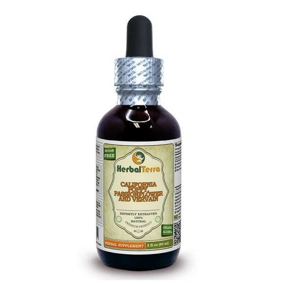 California Poppy, Passionflower And Vervain Absolutely Natural, Expertly Extracted by Trusted HerbalTerra Brand Certified Organic Alcohol-Based Liquid Extract. Proudly made in USA. Tincture 2 Fl.Oz