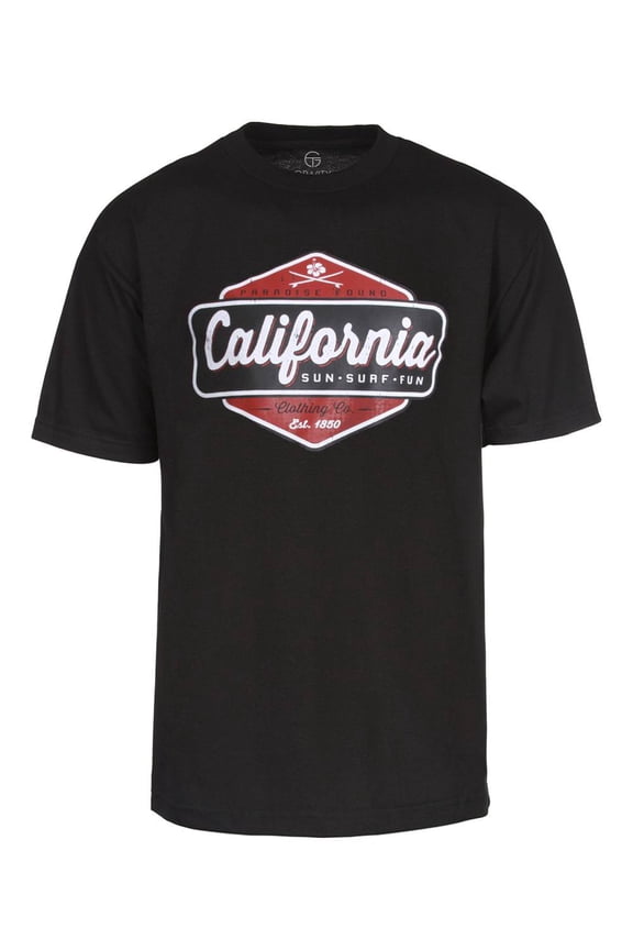 Men's California Sun Surf Fun Short-Sleeve T-Shirt - Black - X-Large