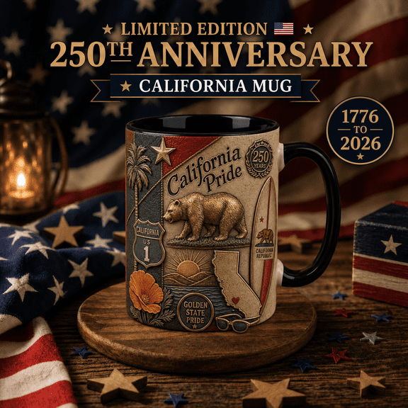 California Pride Mug 3D Effect 250th Anniversary Coffee Cup Gift for Golden State Fans