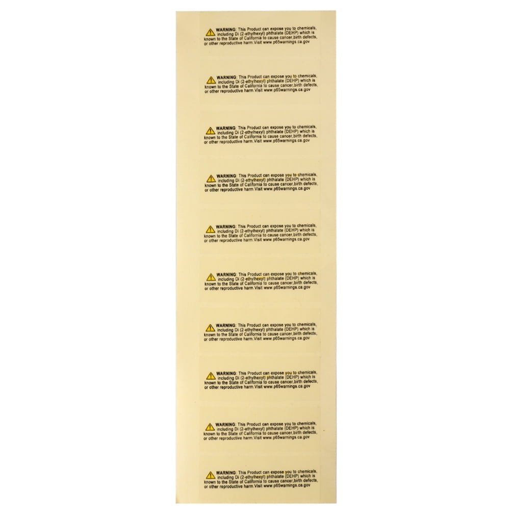 California Prop 65 Warning Labels – 500 Count Clear Transparent Stickers 1" x 2-5/8" DEHP Compliant Safety Labels for Packaging & Shipping