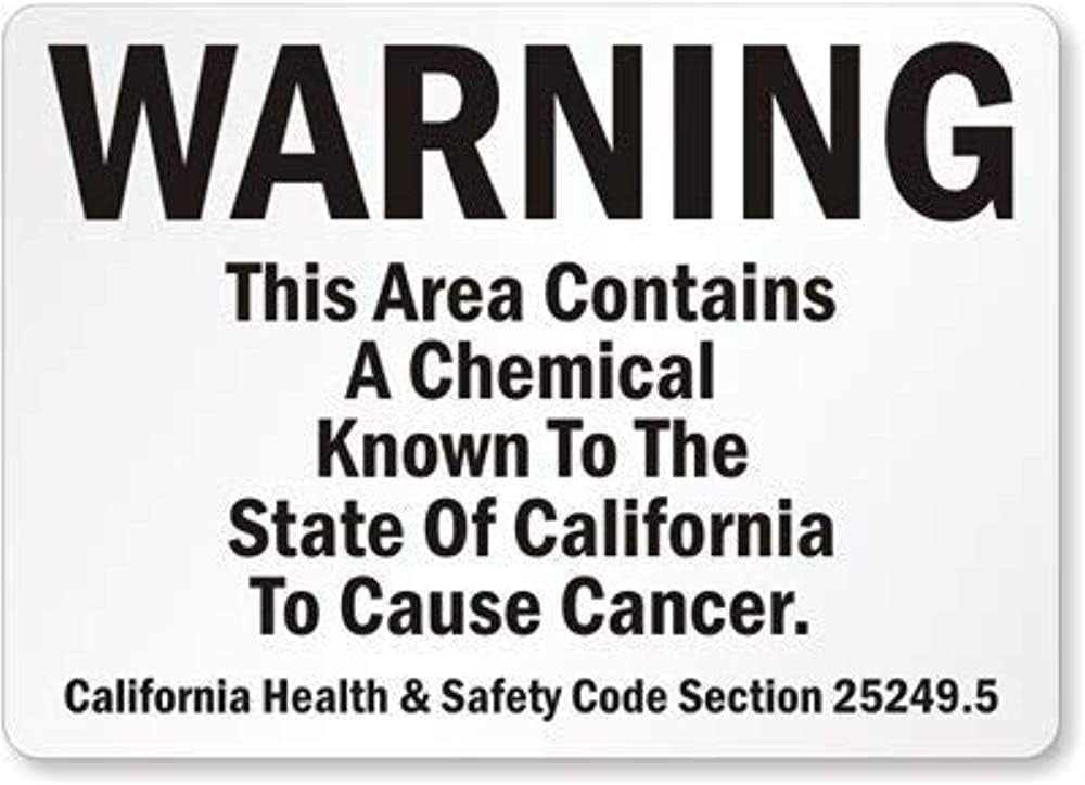 California Prop 65 Warning Tin Sign 8x6 inches