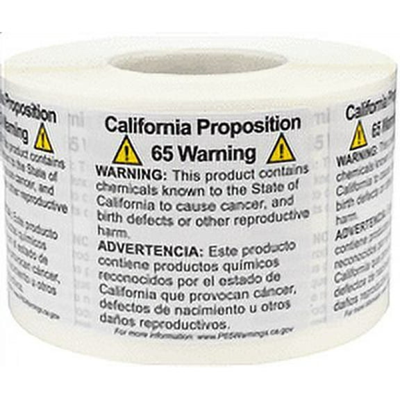 California Proposition 65 Warning Labels | 1.5" x 1.5" Inch Square | 500 Pack