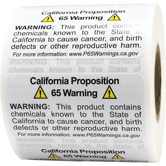 California Proposition 65 Warning Labels Short Form 1 x 2 Inch 500 Adhesive Stickers English Only No Other Language Translations