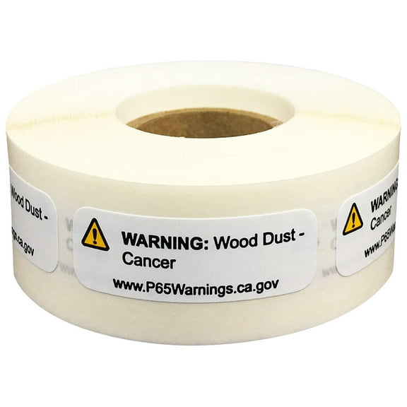 California Proposition 65 Wood Dust Warning Labels Short Form .5 x 1.5 Inch 500 Adhesive Stickers