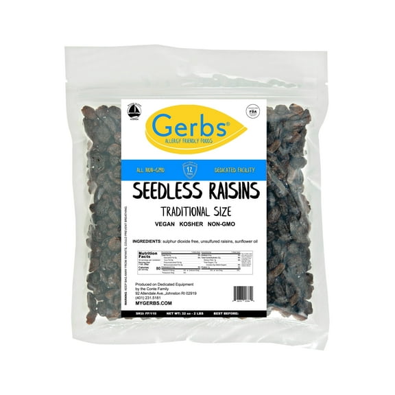 California Raisins by Gerbs - 2 LBS - Unsulfured - Top 14 Food Allergen Free & NON GMO