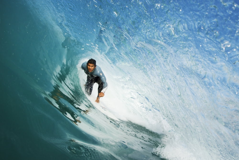 California Redondo Surfer On Large Wave View From Inside Canvas Art - MakenaStockMedia  Design Pics (34 x 22)