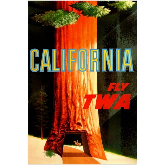 California Redwood - Fly TWA - Vintage Airline Travel Poster Travel Posters (24x36Inches)