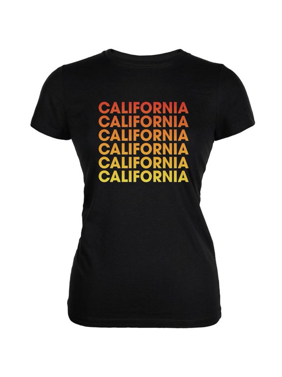 California Repeating Gradient Black Juniors Soft T-Shirt - Small