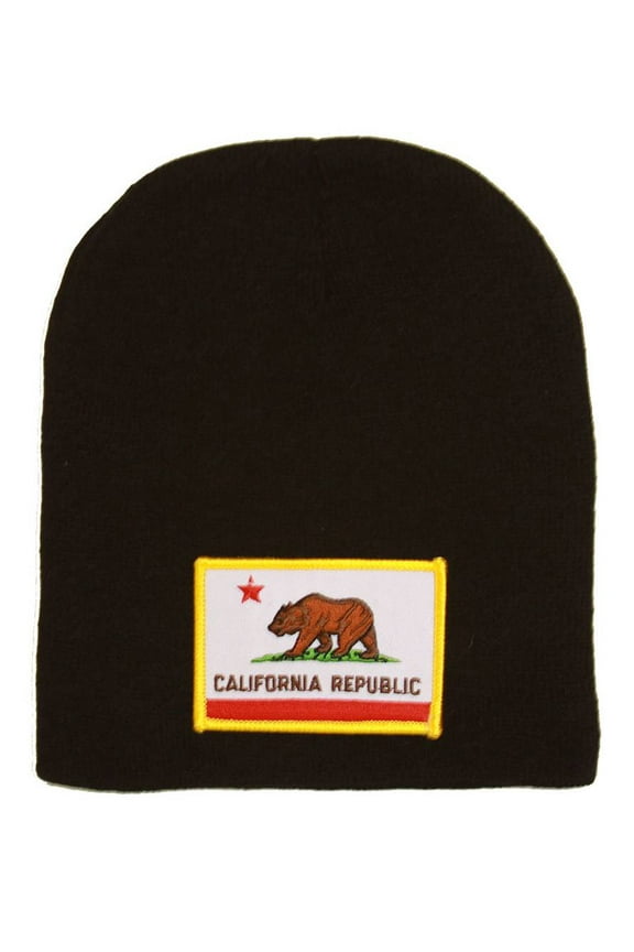 California Republic 3D Patch Embroidery Black Beanie