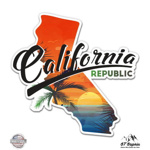 California Republic - 5" Vinyl Sticker - For Car Laptop I-Pad - Waterproof Decal
