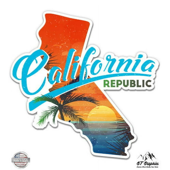 California Republic - 8" Vinyl Sticker - For Car Laptop I-Pad - Waterproof Decal