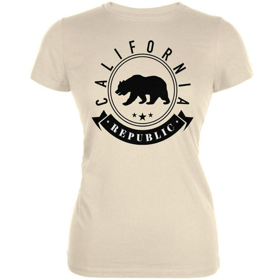 California Republic Banner Cream Juniors Soft T-Shirt - Large