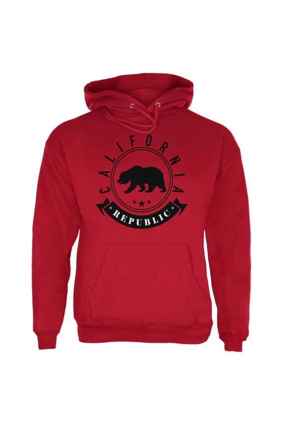 California Republic Banner Red Adult Hoodie - Medium