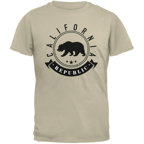 California Republic Banner Sand Adult T-Shirt - Large
