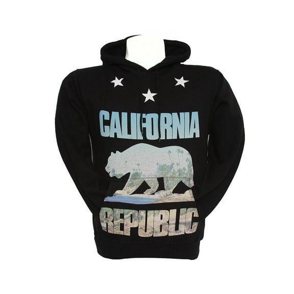 California Republic Bear Coast Scenery Hooded Sweatshirt - Black - Large
