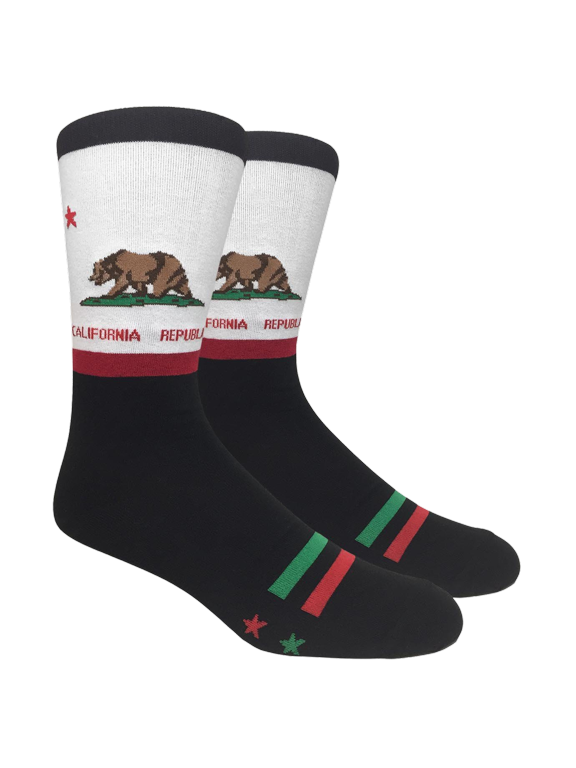 California Republic Bear Flag Socks (Adult Large - Men's Shoe Sizes 8-12)