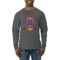 thumbnail image 1 of California Republic Bear Logo Retro Mandala Mosaic Animal Lover Mens Long Sleeve Shirt, Charcoal, 3XL, 1 of 3
