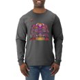 thumbnail image 1 of California Republic Bear Logo Retro Mandala Mosaic Animal Lover Mens Long Sleeve Shirt, Heather Black, X-Large, 1 of 3