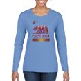 thumbnail image 1 of California Republic Bear Logo Retro Mandala Mosaic Animal Lover Womens Graphic Long Sleeve T-Shirt, Light Blue, Medium, 1 of 3