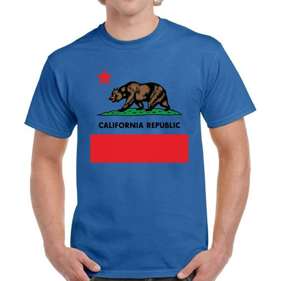 California Republic Bear T-Shirt for Men - S M L XL 2XL 3XL 4XL 5XL USA State Graphic Tee - California Clothes Collection Funny Cali Gift for Men