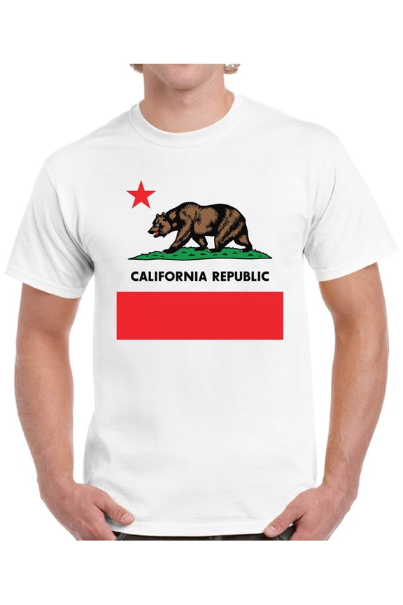 California Republic Bear T-Shirt for Men - S M L XL 2XL 3XL 4XL 5XL USA State Graphic Tee - California Clothes Collection Funny Cali Gift for Men