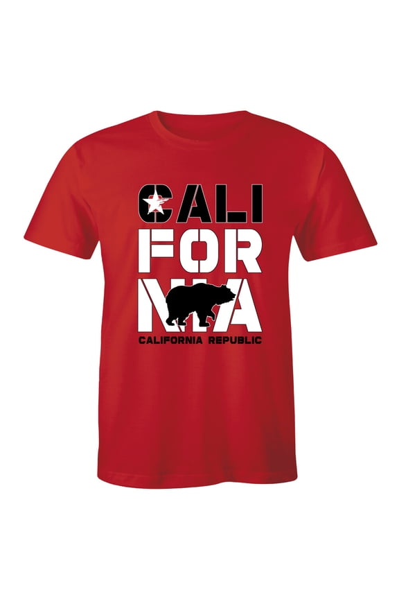 California Republic Black Bear Flag T-Shirt Grizzly Cali Ca Star Mens Tees Shirt All Size S-5Xl