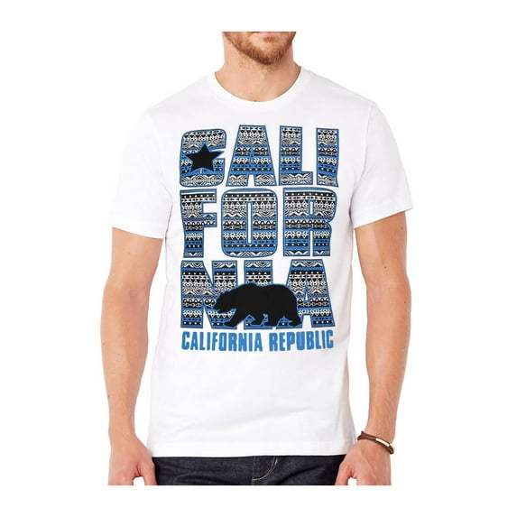 California Republic Blue Tribal Pattern T-Shirt - White - Small