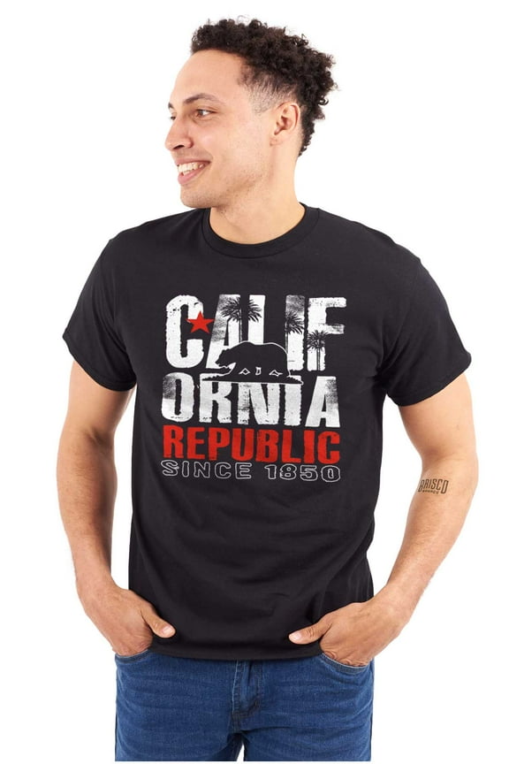 California Republic CA Bear Palm Tree Men's Graphic T Shirt Tees Brisco Brands L