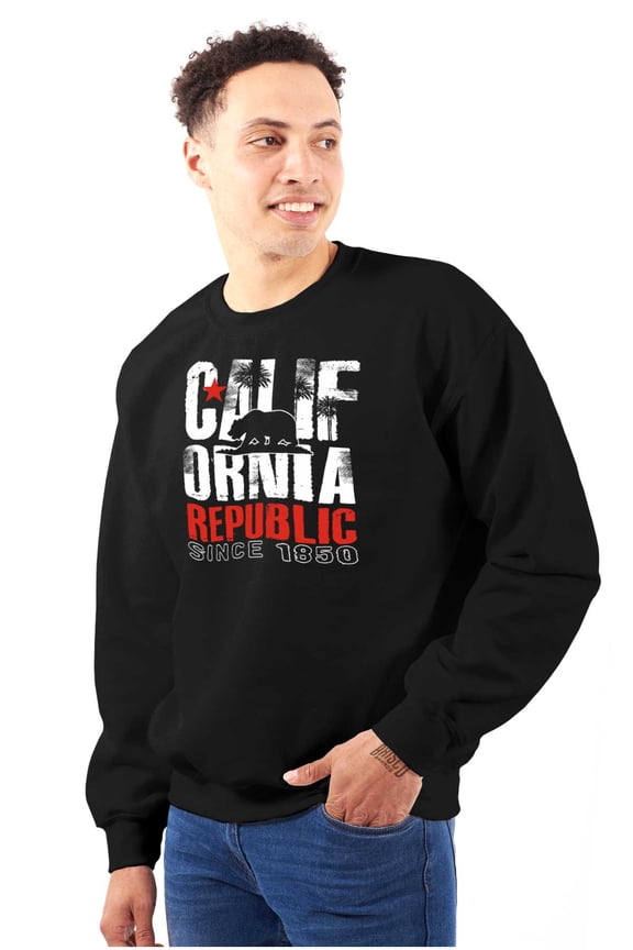 California Republic CA Bear Palm Tree Sweatshirt for Men or Women Brisco Brands M