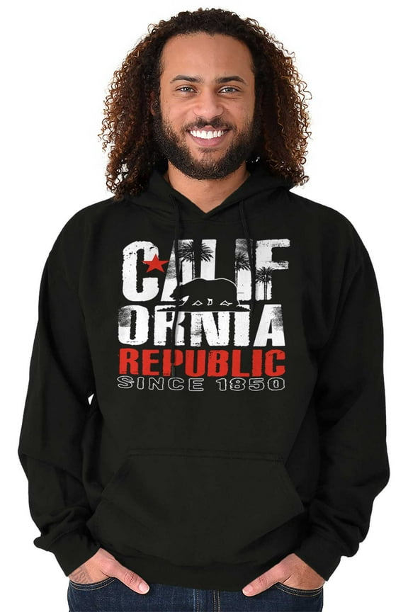 California Republic CA Bear Palm Tree Unisex Plus Fleece Graphic Hoodie Brisco Brands 2X