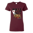 thumbnail image 1 of California Republic Cali Bear Pop Culture Womens Graphic T-Shirt, Maroon, Medium, 1 of 3