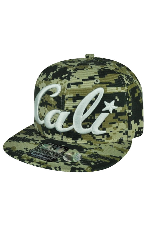 California Republic Cali Camo Digital Camouflage Snapback Flat Bill Hat Cap Green