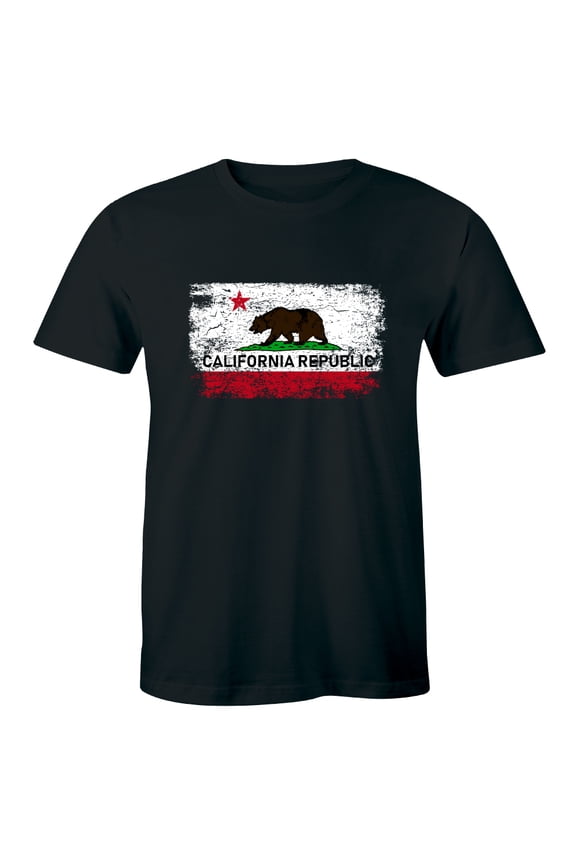 California Republic Cali State Bear Flag Star Retro Vintage Mens T-Shirt