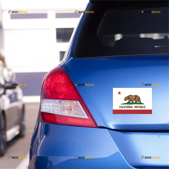 California Republic Cali State Flag Car Magnet Magnetic Sticker Decal - 2 Pack Reflective 4" - for Truck Door Fridge Reusable Waterproof