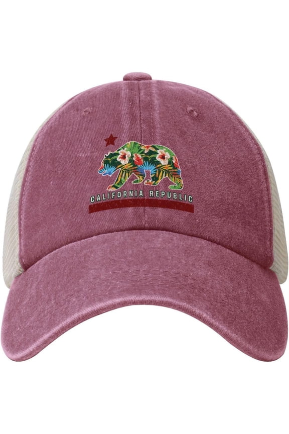 California Republic California Bear I Love Califor Cowboy Hat Men Vintage Mesh Baseball Cap Women Trucker Hat Black