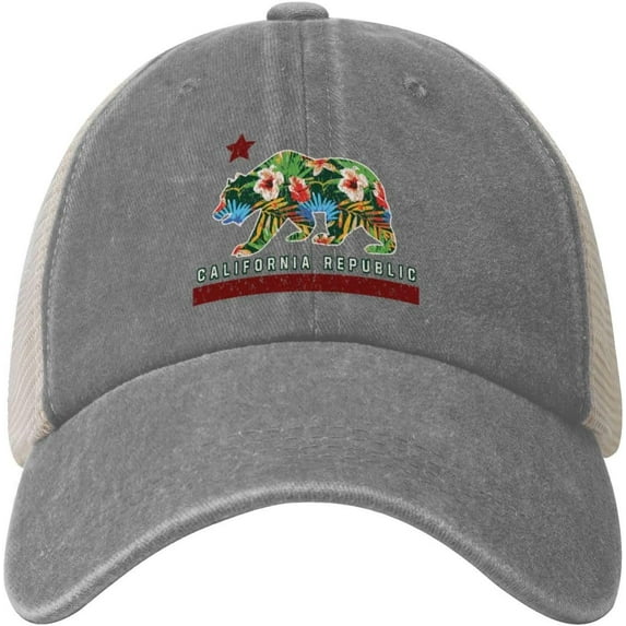California Republic California Bear I Love Califor Cowboy Hat Men Vintage Mesh Baseball Cap Women Trucker Hat Black