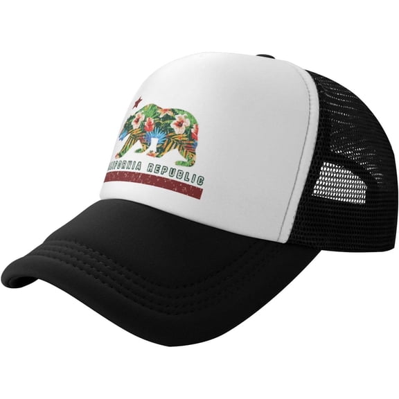 California Republic California Bear I Love Califor Mesh Trucker Hat Men Baseball Cap Women Dad Hat Sun Hat Black