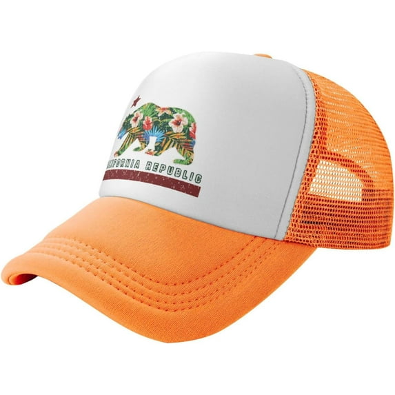 California Republic California Bear I Love Califor Mesh Trucker Hat Men Baseball Cap Women Dad Hat Sun Hat Black