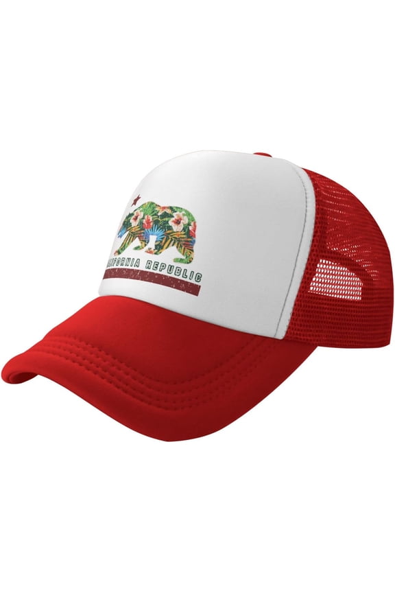 California Republic California Bear I Love Califor Mesh Trucker Hat Men Baseball Cap Women Dad Hat Sun Hat Black