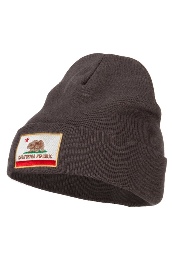 California Republic Embroidered Big Size Long Beanie - Grey XL-3XL