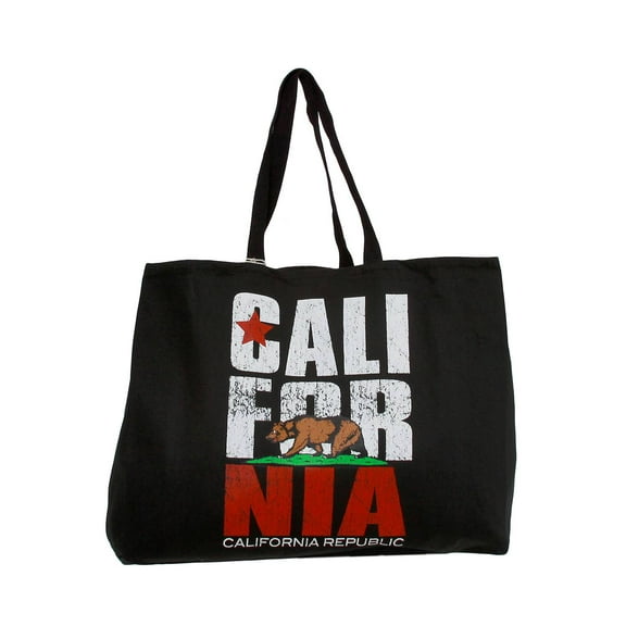 California Republic Flag Black Tote Bag