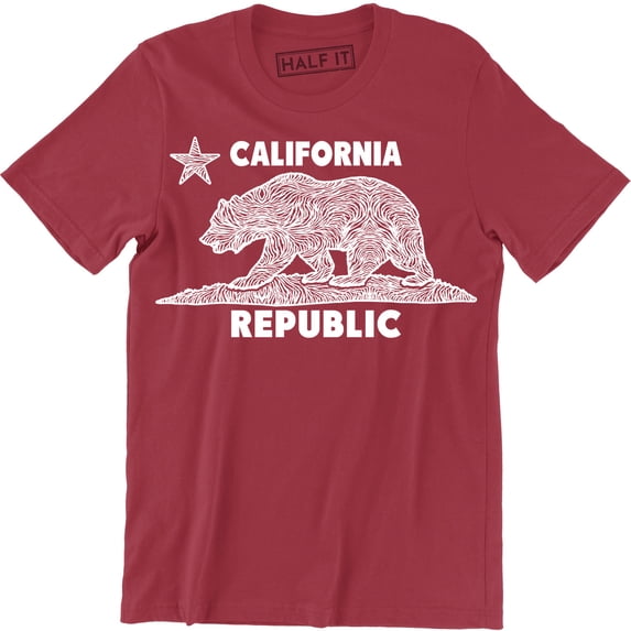 California Republic Flag Cali CA Grizzly Distressed Bear Men's Shirt