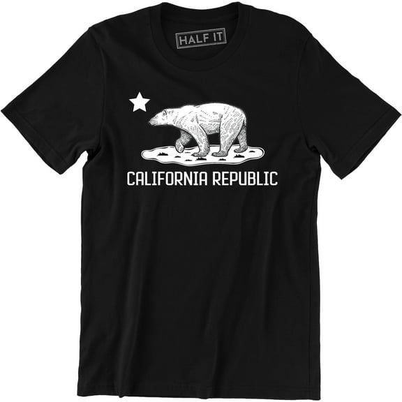 California Republic Flag Cali CA Grizzly Distressed Bear Men's T-Shirt