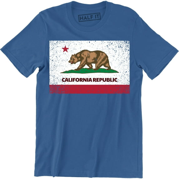 California Republic Flag Cali CA Grizzly Distressed Bear Mens T-Shirt