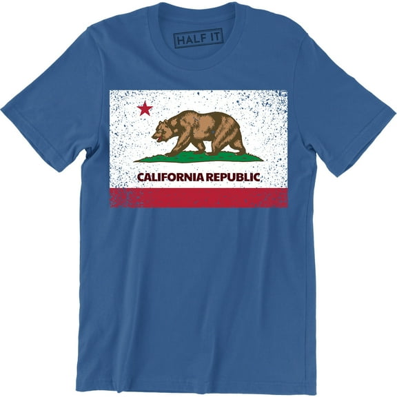 California Republic Flag Cali CA Grizzly Distressed Bear Mens T-Shirt