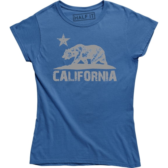 California Republic Flag Cali CA Grizzly Distressed Bear Womens T-Shirt