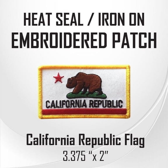 California Republic Flag Embroidered Patch 3.375" x 2"